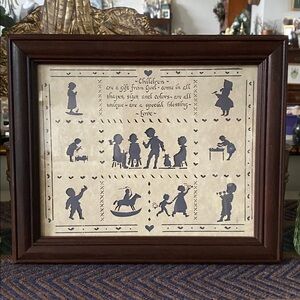Vintage Wood Framed Scherenschnitte/Children at Play by Rhonda Hinsdale